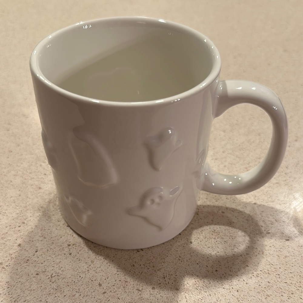 White Embossed Ghost Halloween Mug